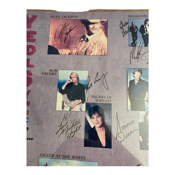 Vintage 1991 Country Singers Signed Poster Alan Jackson Broke & Dunn Diamond Rio - Picture 12 of 12